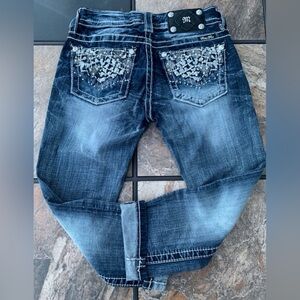 Embellished Miss Me Cuffed capris